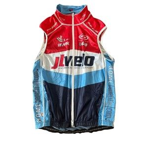 JL Velo Mens Full Zip Sleeveless Cycling Jersey Size Medium Red, White & Blue